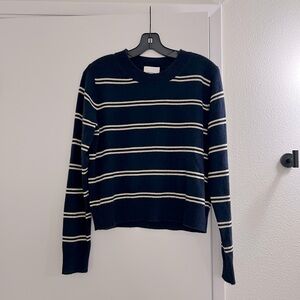 Reformation Cashmere Navy and Cream Knit Sweater